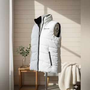 Free Country Small White Puffer Long Vest Insulated Winter Bodywarmer Excellent